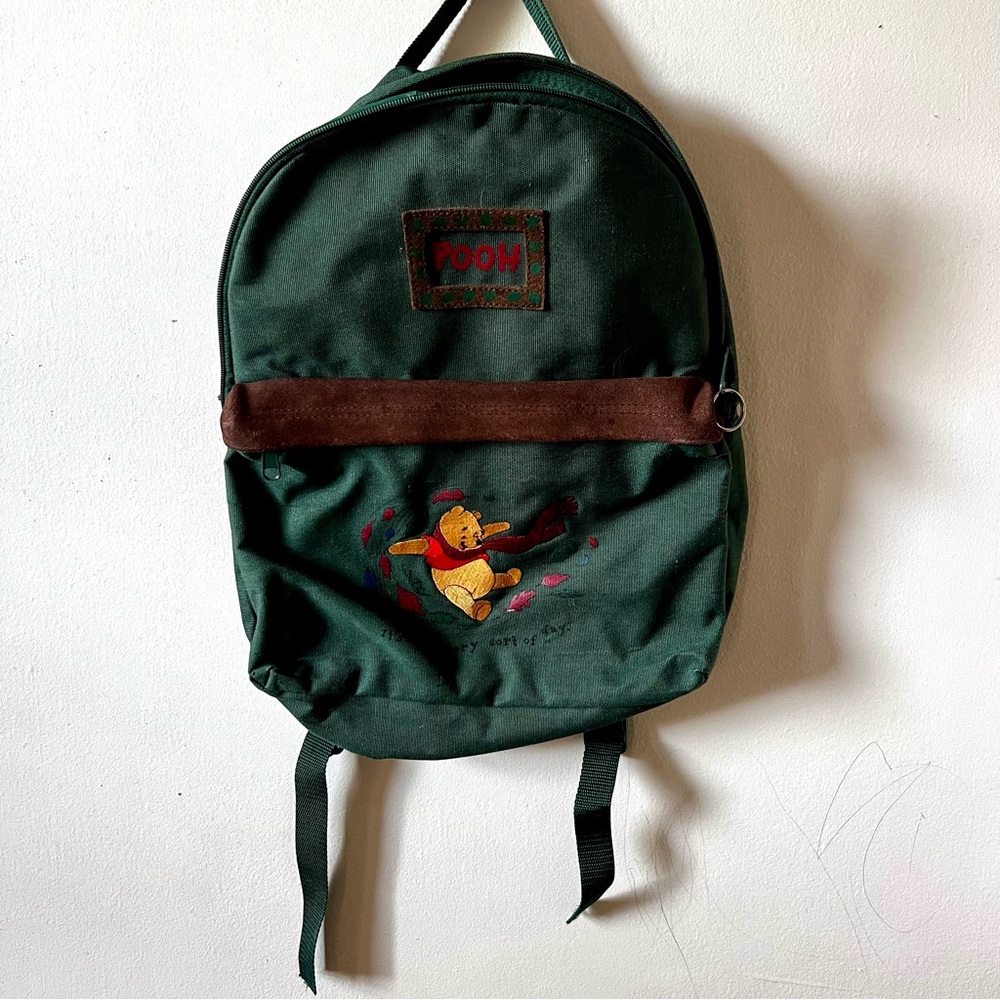 Vintage Disney Green Backpack with Winnie the Pooh Motif